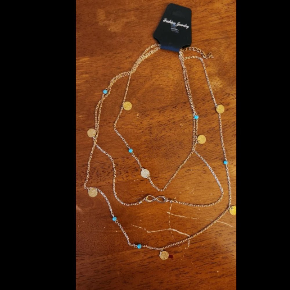 Dainty Layered Gold Tone Necklace - Picture 2 of 3